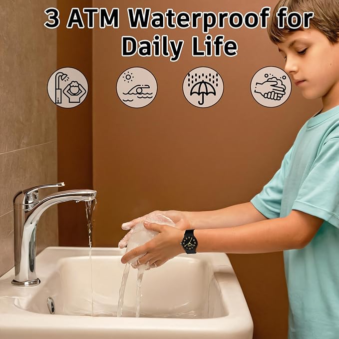 Kids Analog Watch Boys Girls, 30M Waterproof, Sports Watch for Boys, Easy to Read Children's Thin Dial Wrist Watches with Soft Band, for Ages 5-15 Kids Great Birthday Gifts Christmas Day-BubblyBeeBaby