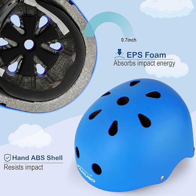 KAMUGO Kids Bike Helmet, Toddler Helmet for Ages 2-8 Boys Girls with Sports Protective Gear Set Knee Elbow Wrist Pads for Skateboard Cycling Scooter Rollerblading-BubblyBeeBaby