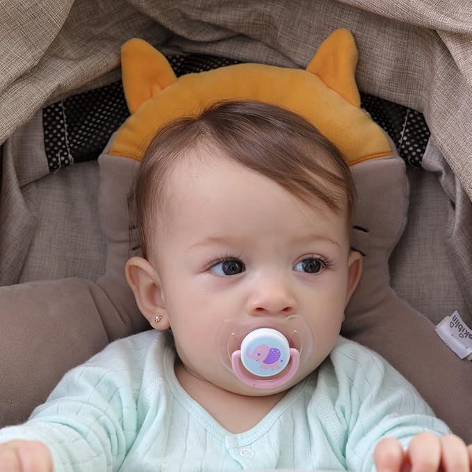 KAKIBLIN Baby Neck Pillow, Upgraded Baby Support Pillow,Head Pillows for Carseat, Newborn Neck Support for Car Seat,Pushchair,Travel(Brown)-BubblyBeeBaby