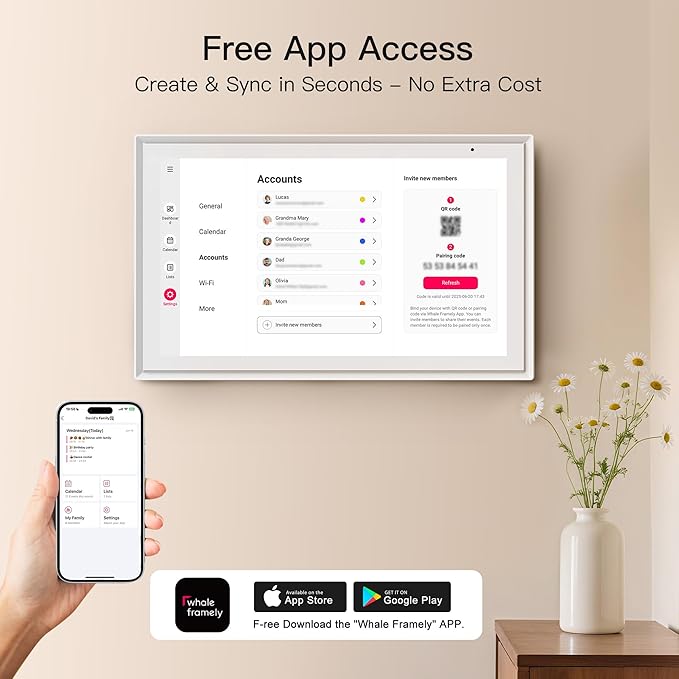 15.6 Inch Digital Calendar, Full HD Touchscreen Smart Planner for Family Schedules - Wall & Desk Mount, Great for Seamless Daily Planning & Household Organization, with LED Reminder Light-BubblyBeeBaby