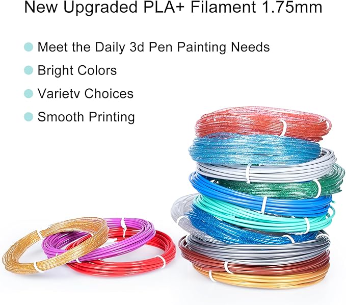 18 Colors 3D Pen Filament Refills Compatible with SCRIB3D MYNT3D PIKA3D 3D Pen for Kids Per Color 10Feet 1.75mm PLA 3D Printing Pen Filament Refills, NOT FIT 3Doodler Start Pen-BubblyBeeBaby