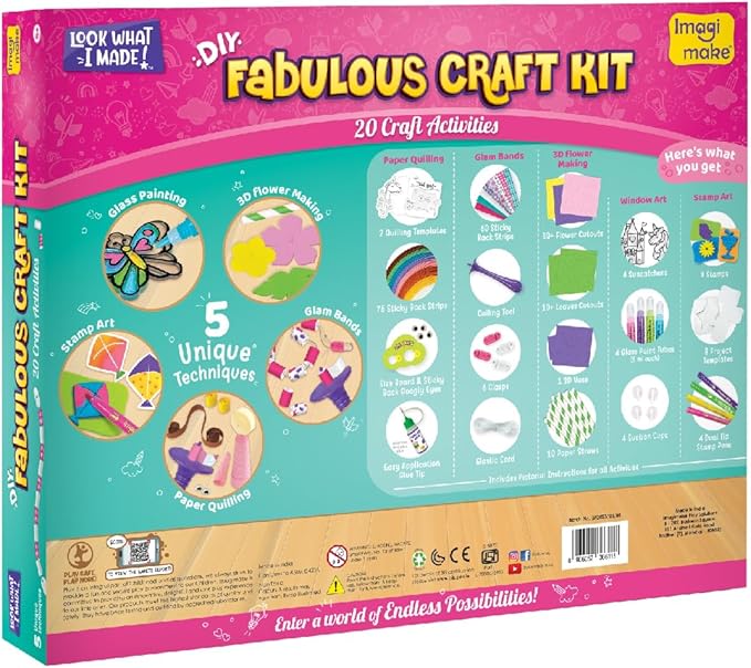 Imagimake Fabulous Craft Kit | Creative Toy & DIY Set | Arts and Crafts for Kids | Activity Craft Kits | Gifts for 5 6 7 8 9 10 11 12 Years-BubblyBeeBaby