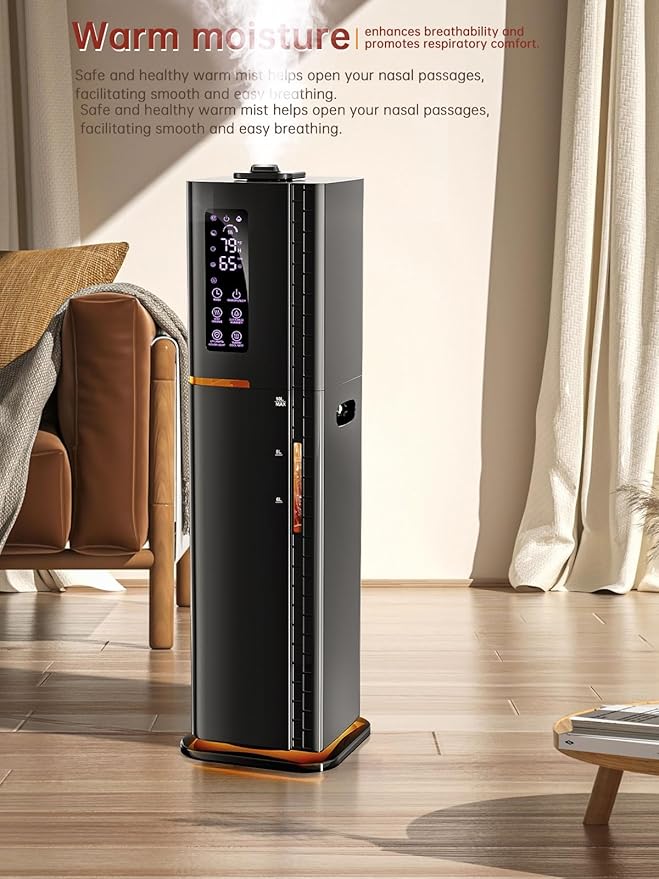 2.64Gal Humidifiers for Bedroom Large Room, Warm and Cool Mist up to 500ft², Top Fill Diffuser Ambient Light, 3 Mist Modes, 24H Timer, 35dB Quiet Humidifier for Home Office Plant-BubblyBeeBaby