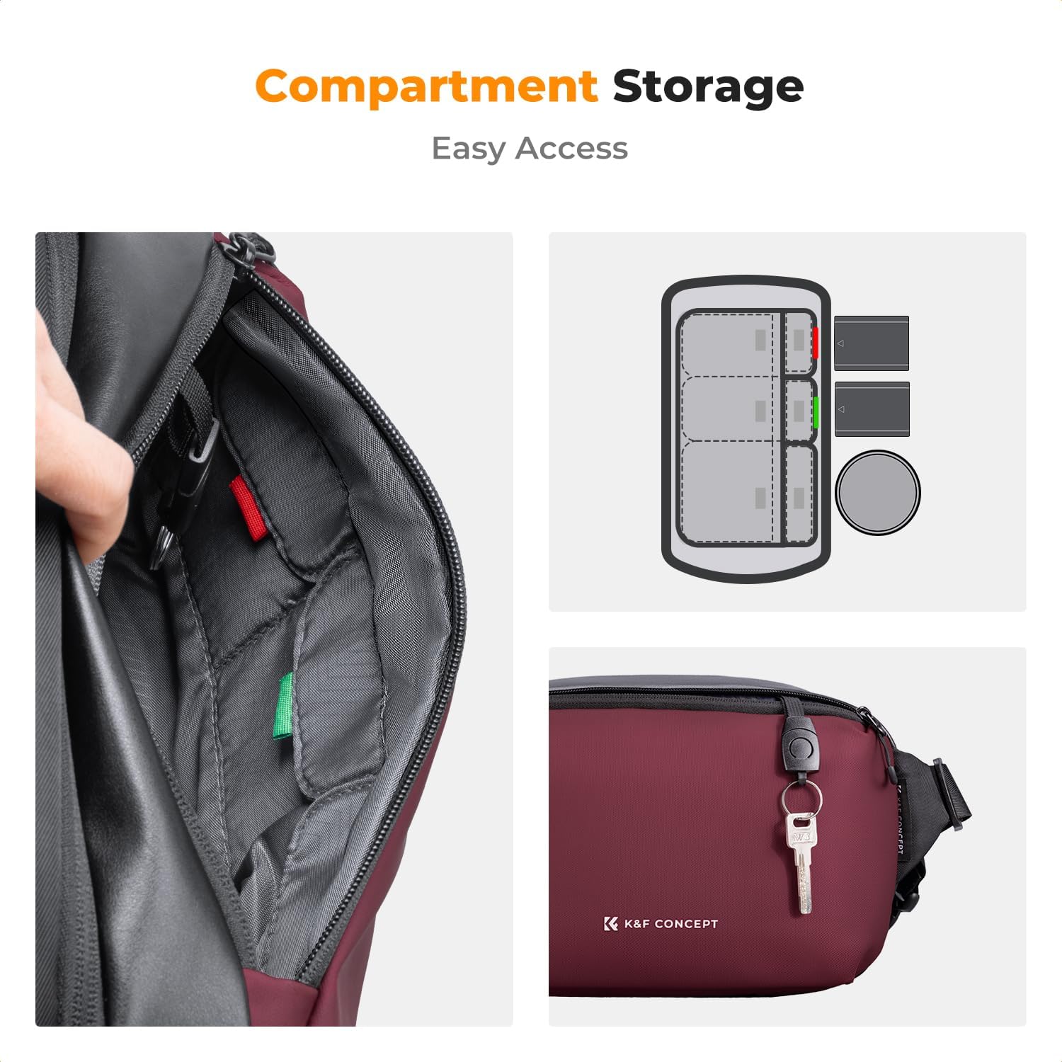 K&F Concept 2 in 1 Sling Bag Everyday Shoulder Bag & Multifunction Photography Crossbody Camera DSLR Backpack Portable Bag