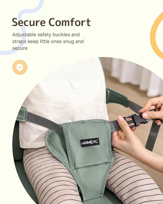 HOMEAL Booster Seat for Dining Table for Toddler Kid Baby, Adjustable Kids Breathable Booster Seat for Kitchen with Backrest and Adjustable Straps, Sage-BubblyBeeBaby