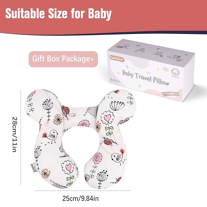 KAKIBLIN Baby Neck Pillow, Upgraded Baby Support Pillow,Babies Head Pillow,Neck Support Pillow for for Car Seat,Pushchair,Travel (Hippo)-BubblyBeeBaby