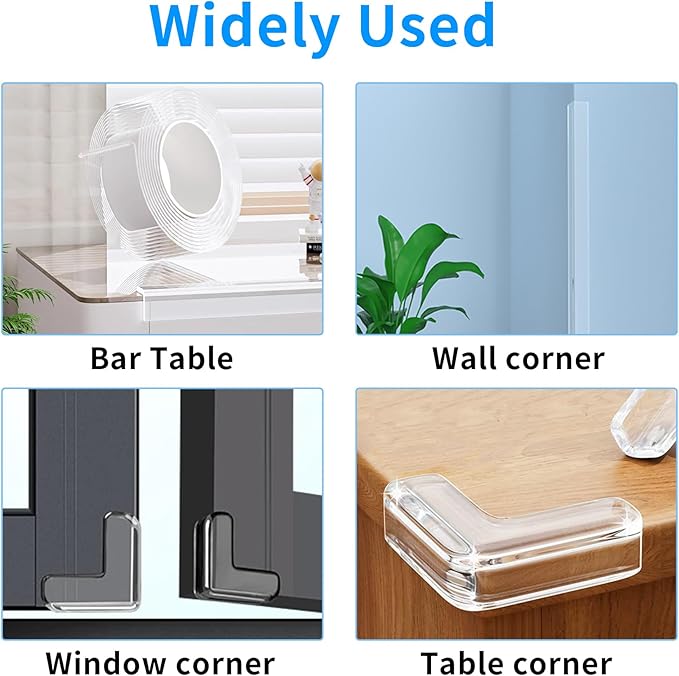 1.57 in x 16.4 FT,Edge Corner Protector Baby Proofing with 6 Corners,Soft Clear Furniture Table Corner Guard & Edge Safety Cabinet Door Bumper,Crib Bumpers,Wall Protector-BubblyBeeBaby