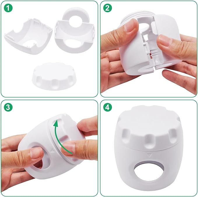 2 Pack Door Knob Safety Cover for Kids, Door Knob Cover, Screw Thread Design, Doors Knobs Child Proof Locks, Reusable and Reliable, for Toddler Baby Safety Doors Handle Covers (White)-BubblyBeeBaby