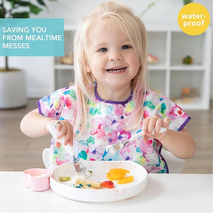 Bumkins Bibs - Toddler Bibs, Waterproof, Large for 1-3 Years, Short Sleeve-BubblyBeeBaby