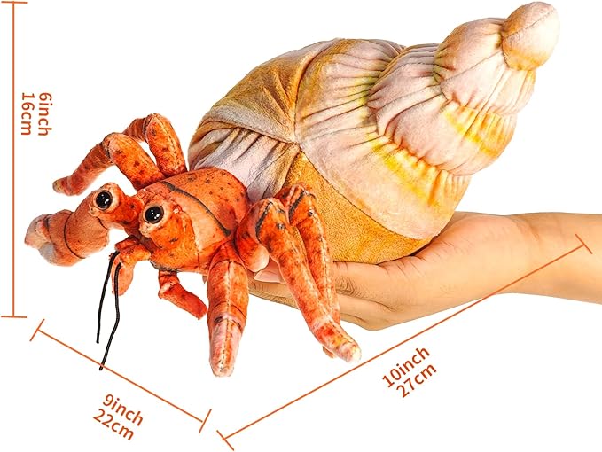 Hermit Crab Plush Toy,Crab Stuffed Animal,Simulated Plush Toy,Soft Stuffed Toy for Adults Birthday for Boys and Girls-10 Inch-BubblyBeeBaby