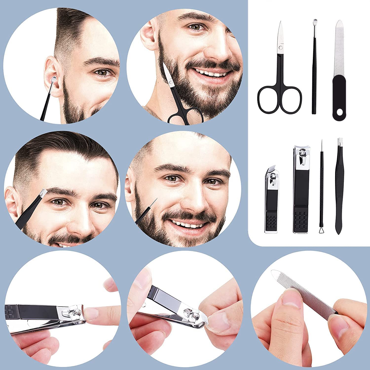 Nail Clippers Set Professional Manicure Set Grooming Kits Stainless Steel Travel Manicure Pedicure Kit Nail Care Tools Nail Kit with Travel Case Personal Care Tools Gifts for Men Women