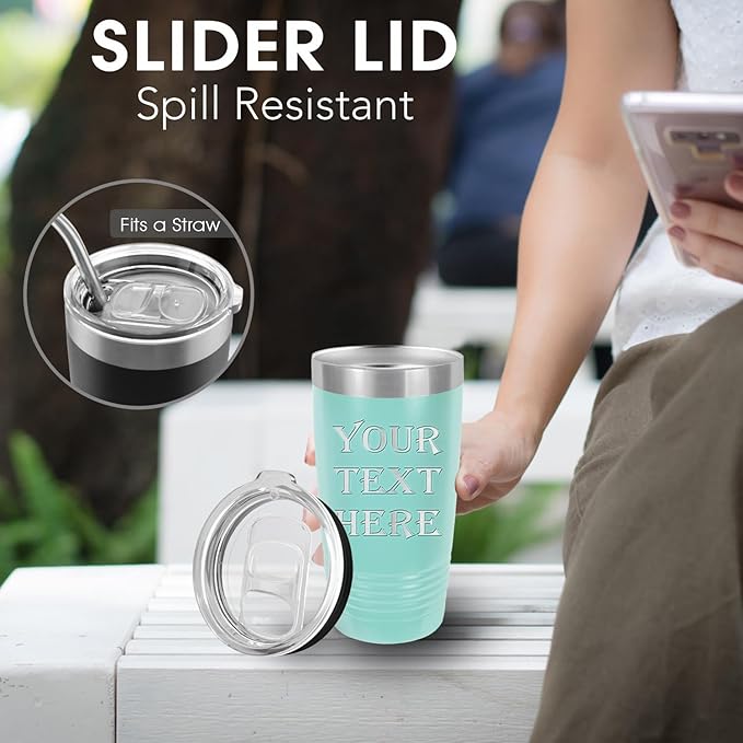 iProductsUS Personalized Tumbler for Women, 20oz Custom Insulated Stainless Steel Cup Engraved Your Name and Designs, Travel Coffee Mug with Lid, Gifts for Mom, Keep Drinks Cold and Hot (Teal)-BubblyBeeBaby