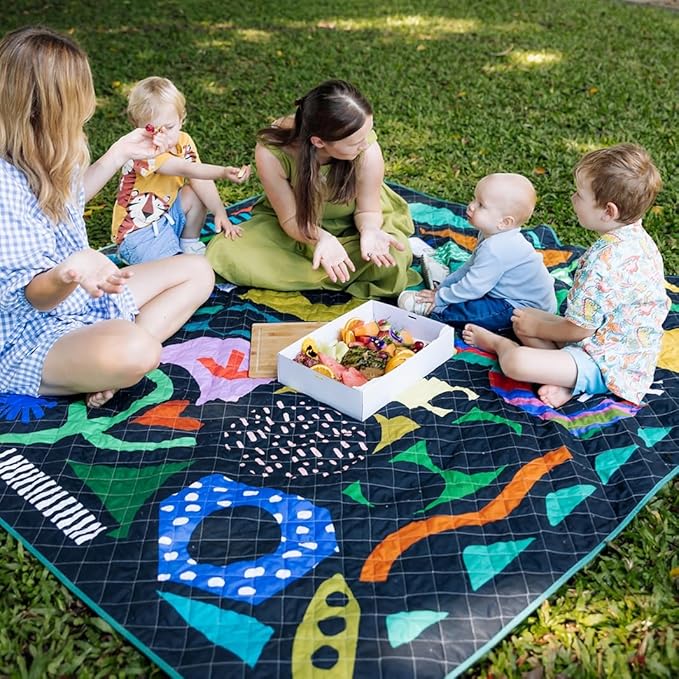 Jumbo Picnic Rug, Large Picnic Mat, 6'7" x 6'7", Outdoor Waterproof Picnic Blanket Beach Mat, Foldable & Waterproof, Picnic Blankets Ideal for Beach & Park, Outdoor Blanket, Rock Candy-BubblyBeeBaby