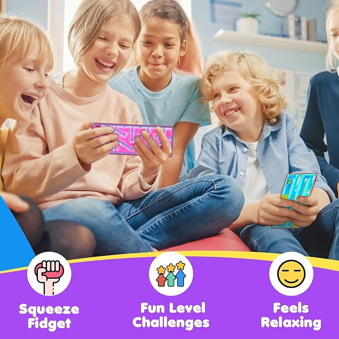 12-Pack Sensory Maze Fidget Toys for Kids & Adults: Quiet Squishy Calming Tools for Autism Children - Anxiety Fidgets for Travel & Office - Classroom Must Haves & Treasure Rewards Party Favors-BubblyBeeBaby