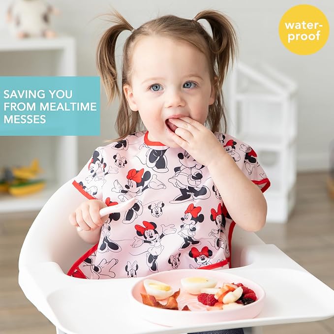 Bumkins Bibs - Toddler Bibs, Waterproof, Large for 1-3 Years, Short Sleeve-BubblyBeeBaby