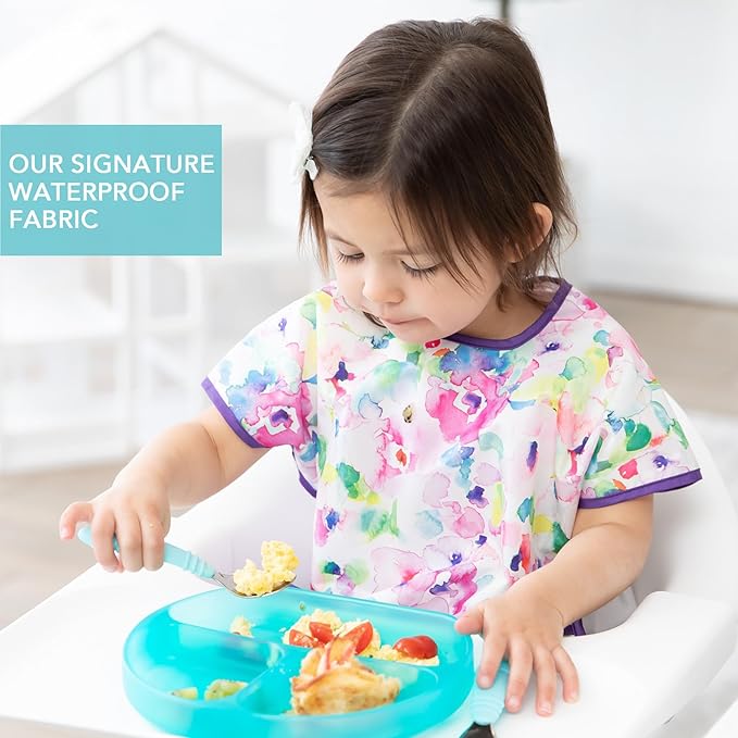 Bumkins Bibs - Toddler Bibs, Waterproof, Large for 1-3 Years, Short Sleeve-BubblyBeeBaby