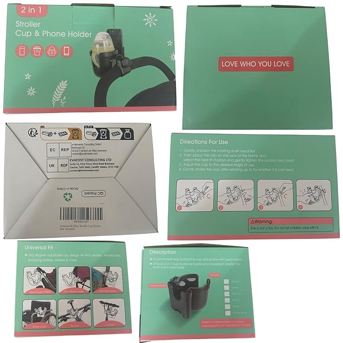 Suranew Adjustable Stroller Cup Holder with Phone Holder for Baby Stroller for Family Members, Sky Blue-BubblyBeeBaby