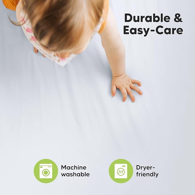 KeaBabies 2-Pack Organic Crib Sheets for Boys, Girls - 52x28 Fitted Crib Mattress Sheet Neutral, Breathable Jersey Cotton Cover for Baby Bed, Toddler Mattress, Soft & Cute Prints (Cove)-BubblyBeeBaby