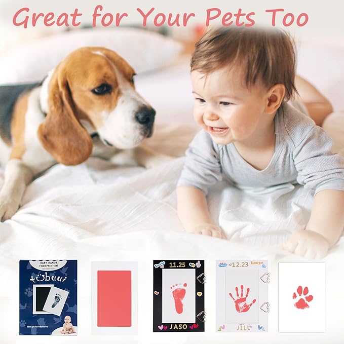 Inkless Baby Hand and Footprint Kit,Clean Touch Ink Pad for Baby Footprint Kit,No Mess Dog Paw Print Kit,DIY Footprint Ink for Baby Keepsake Gifts for Boys and Girls-BubblyBeeBaby