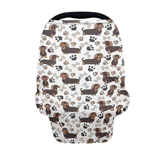 Binienty Cozy Car Seat Covers for Babies Boys Girls,Dachshund Dog Paw Stretchy Infants Carseat Canopies,Baby Shower Gifts-BubblyBeeBaby