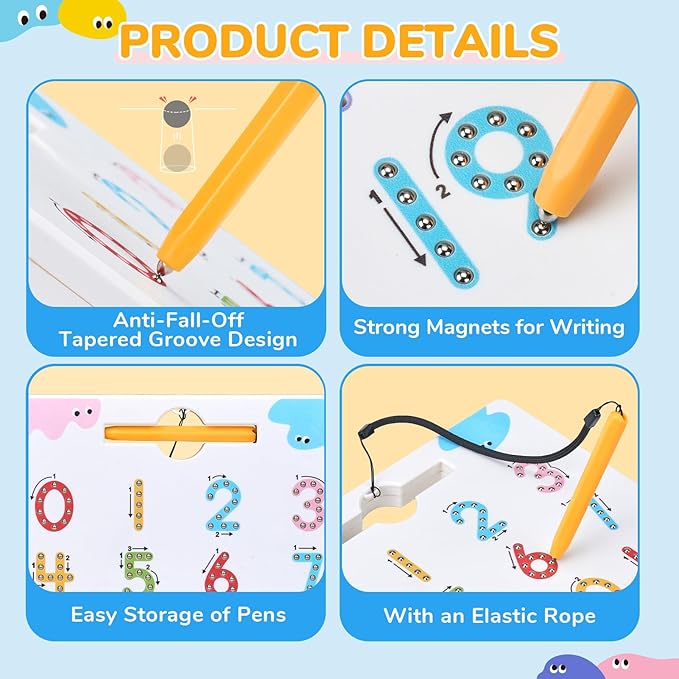 JoyCat Double-Sided Magnetic Number Tracing Board - 2-in-1 Numbers 1-20 Writing Toys for Toddlers & Kids, Preschool Math Manipulatives, Kindergarten Educational Learning Gifts for 3-5 Year Olds-BubblyBeeBaby