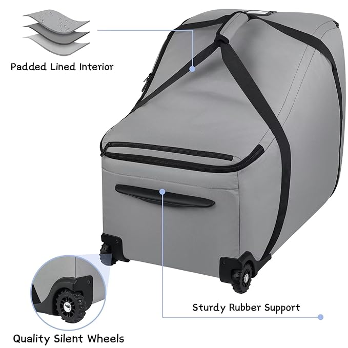 Car Seat Bags for Air Travel Fit Chicco Keyfit 35 and Anti-rebound Bar Base, Fit Doona Car Seat Stroller and Base, Nuna Pipa Travel Bag, Infant Car Seat Bag, Doona Travel Bag-BubblyBeeBaby
