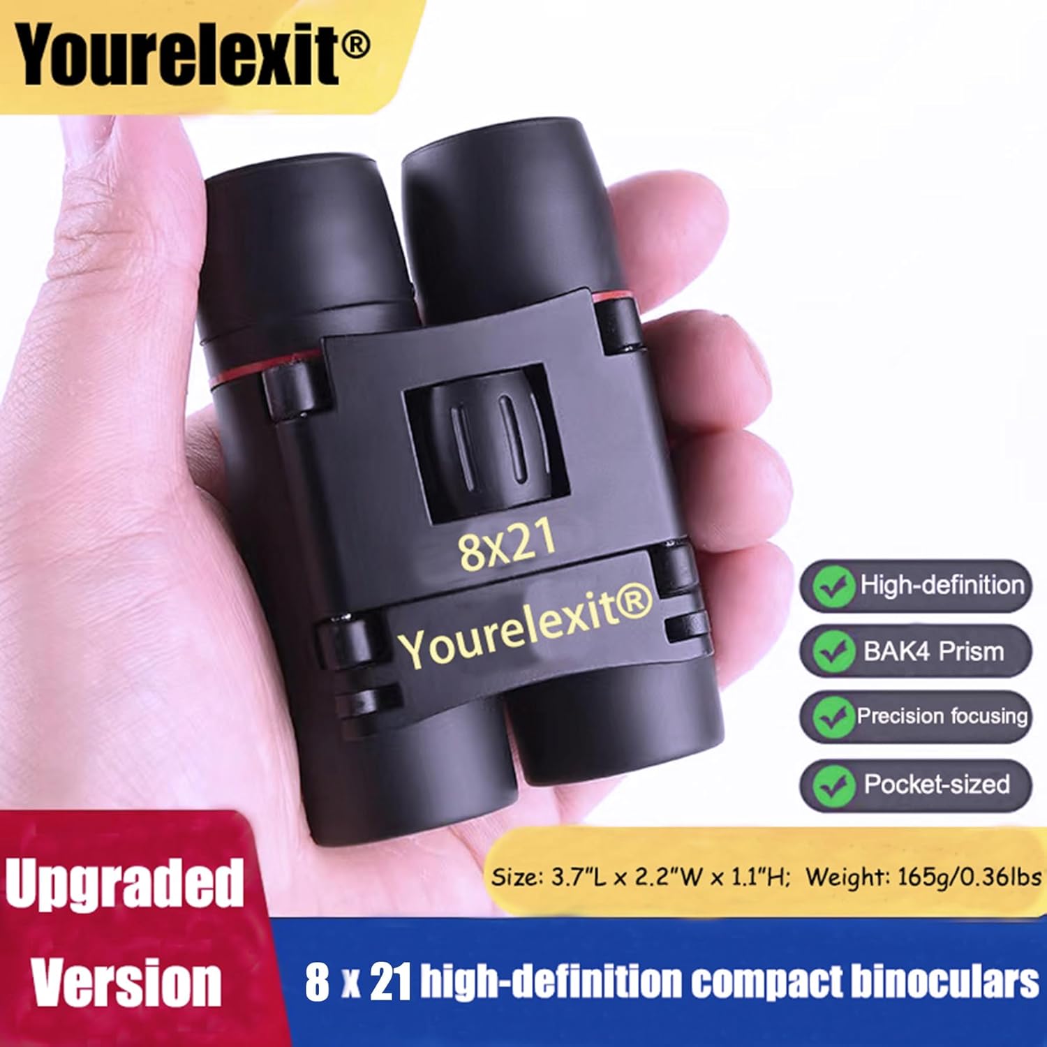 Binoculars with Phone Adapter for Adults, Compact Pocket Travel Binocular for Bird Watching Concert Theater Opera High Powered Electronics Cruise Ship Essentials Norwegian Alaska Hiking Camping Gear