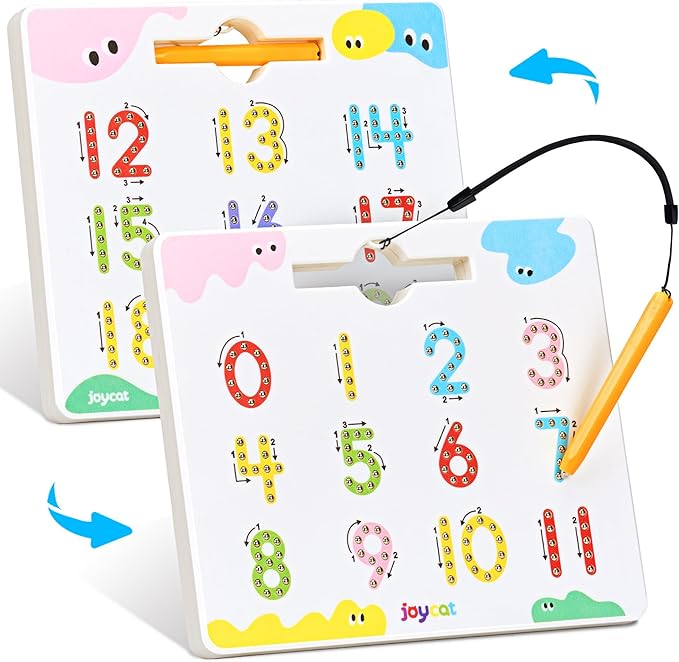 JoyCat Double-Sided Magnetic Number Tracing Board - 2-in-1 Numbers 1-20 Writing Toys for Toddlers & Kids, Preschool Math Manipulatives, Kindergarten Educational Learning Gifts for 3-5 Year Olds-BubblyBeeBaby