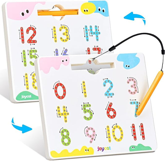 JoyCat Double-Sided Magnetic Number Tracing Board - 2-in-1 Numbers 1-20 Writing Toys for Toddlers & Kids, Preschool Math Manipulatives, Kindergarten Educational Learning Gifts for 3-5 Year Olds-BubblyBeeBaby