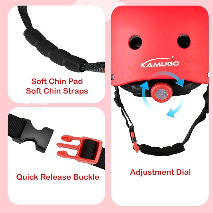 KAMUGO Kids Bike Helmet, Toddler Helmet for Ages 2-8 Boys Girls with Sports Protective Gear Set Knee Elbow Wrist Pads for Skateboard Cycling Scooter Rollerblading-BubblyBeeBaby
