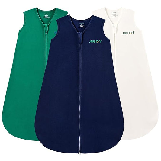 JELLYMONI Baby Sleep Sack 18-24 Months 100% Cotton Wearable Blanket, 0.5 TOG Soft Lightweight Toddler Sleeping Sack 3 Pack 2-Way Zipper Newborn Sleep Sacks-BubblyBeeBaby