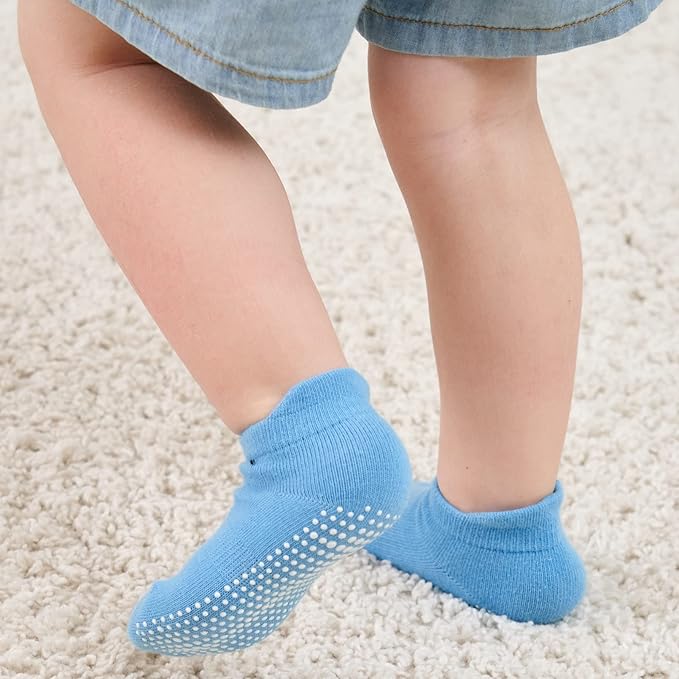 Zaples Baby Non Slip Grip Ankle Socks with Non Skid Soles for Infants Toddlers Kids Boys Girls-BubblyBeeBaby