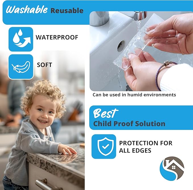 15ft Transparent Soft Edge Guard & Self-Stick Corner Protectors for Child Proofing Furniture, Glass Tables and Desk Edges - Clear Protection Solution for Baby Safety-BubblyBeeBaby