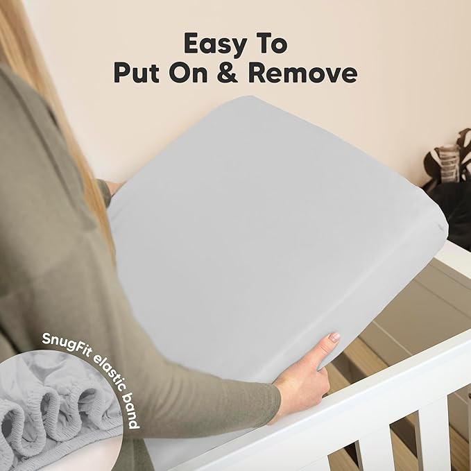 KeaBabies 2-Pack Organic Crib Sheets for Boys, Girls - 52x28 Fitted Crib Mattress Sheet Neutral, Breathable Jersey Cotton Cover for Baby Bed, Toddler Mattress, Soft & Cute Prints (French Gray)-BubblyBeeBaby