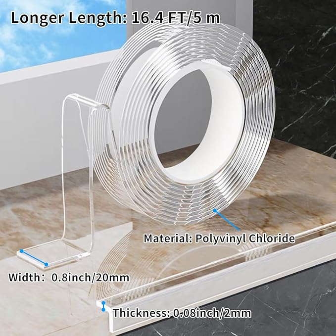 0.8 in x 16.4 FT,Edge Corner Protector Baby Proofing with 6 Corners,Soft Clear Furniture Table Corner Guard & Edge Safety Cabinet Door Bumper,Crib Bumpers,Window Sill Protector,Wall Protector-BubblyBeeBaby