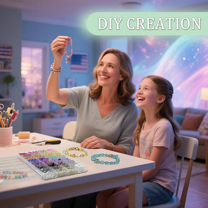 JULIMAIDONG 8mm Glass for Bracelets, 24 Colors Round Crystal Glass Bracelet Making Kit for Jewelry Making Kits Bead DIY Crafts with Spacer Charms Accessories (8MM, 24 Crackle Color)-BubblyBeeBaby