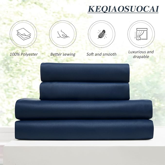 KEQIAOSUOCAI Navy Pleat Wide Width Drapes 80 x 108 inch Long 2 Panels - Thermal Insulated Room Divider Curtains for Bedroom/Living Room/Patio, Pinch Pleated Curtain Panel with Hooks-BubblyBeeBaby
