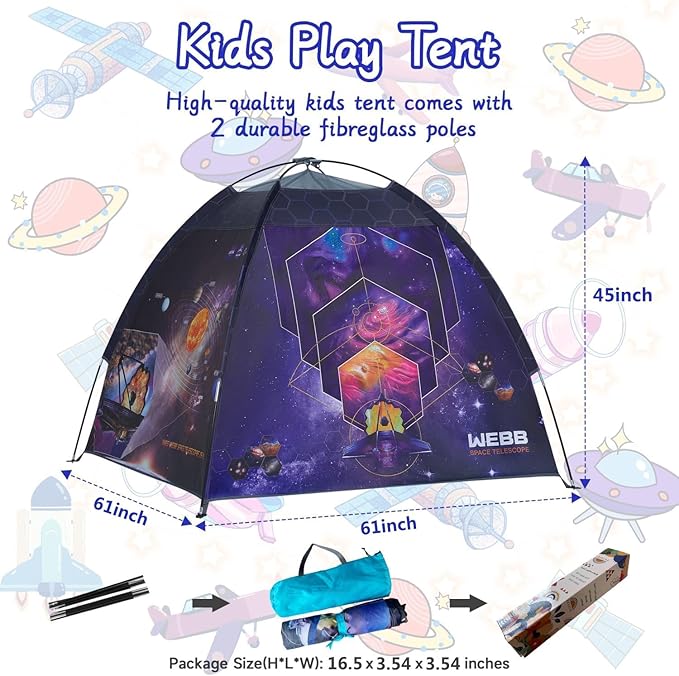 James Webb Space Telescope Kids Play Tent Indoor & Outdoor for Boys and Girls(61" x 61" x 45")-BubblyBeeBaby