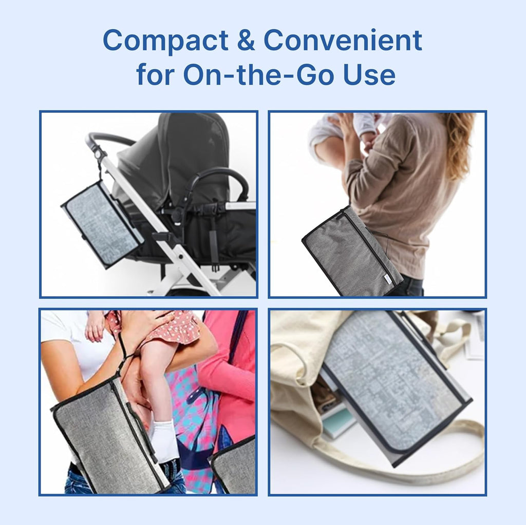 RELEONE Portable Diaper Changing Pad – Waterproof & Foldable Baby Changing Mat with Head Cushion, Travel-Friendly with Storage Pockets, Compact & Easy to Carry for On-The-Go Parents.