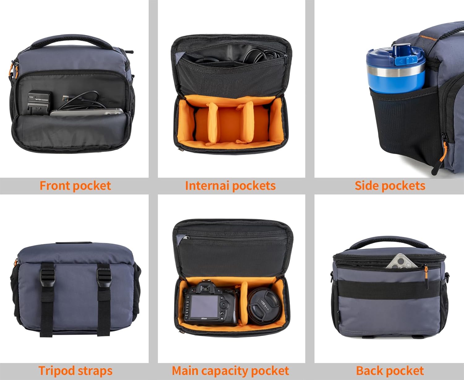 Camera Bag, Protective Covers Photography Shoulder Bag Compatible for Nikon, Canon, Sony DSL/SLR/Mirrorless Equipment Travel Waterproof