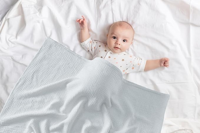 2-Pack Nursing Covers for Breastfeeding, 100% Organic Cotton Muslin Breastfeeding Cover, Multi-Use Nursing Scarf, Car Seat Canopy, Stroller Cover, Soft Breathable Baby Blanket Grey-BubblyBeeBaby