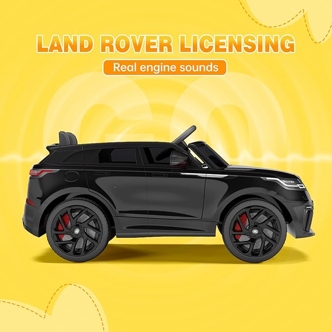 Hetoy Kids Ride On Car with Remote, Licensed Land Rover Kids Electric Car, Ride On Toys for Kids 3-8 with Mp3 Player, Rocking, Pull Rod, Black-BubblyBeeBaby