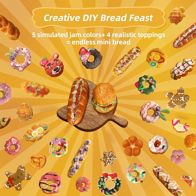 iLAND Cute Crafts for Teens Women Adults of DIY Air Dry Clay Art Mini Food, Modeling Clay Kit for Fun Date Night Craft Set Realistic 1/12 Scale Accessories for Dollhouse Kitchen Creative Crafting Gift-BubblyBeeBaby