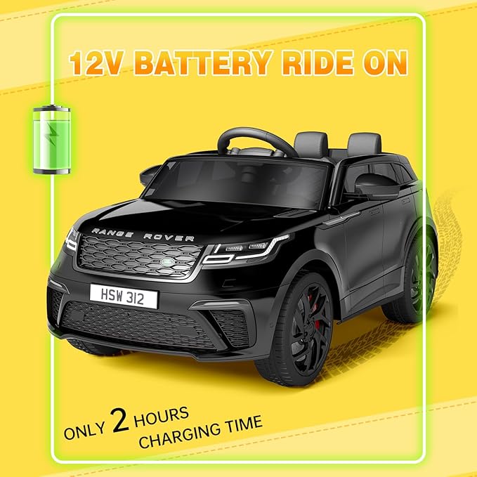 Hetoy Kids Ride On Car with Remote, Licensed Land Rover Kids Electric Car, Ride On Toys for Kids 3-8 with Mp3 Player, Rocking, Pull Rod, Black-BubblyBeeBaby