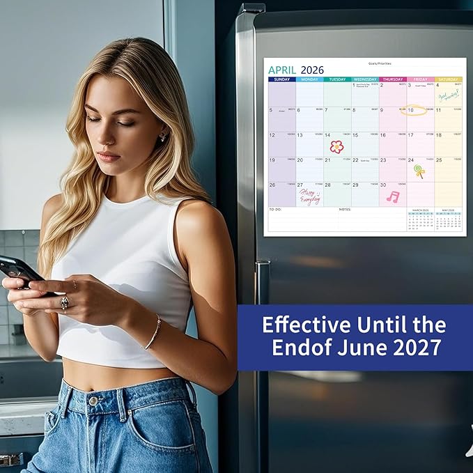 2025-2027 Magnetic Fridge Calendar 21 Monthly Magnetic Calendar for Refrigerator Planner Runs from October 2025 Until June 2027 Easy Organizing Markers Tearable (Multicolor)-BubblyBeeBaby