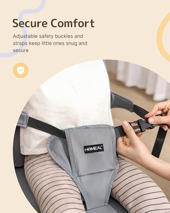 HOMEAL Toddler Booster Seat for Dining Table with Backrest and Adjustable Straps, Breathable Booster Seat for Kitchen Chair, Portable Non-Slip Bottom Booster Seat for Table, Light Grey-BubblyBeeBaby