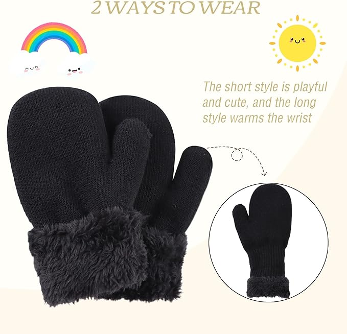 PESAAT Baby Girl Mittens Fleece Toddler Boy Mittens Warm Kids Winter Gloves Unisex Cold Weather Baby Gloves-BubblyBeeBaby
