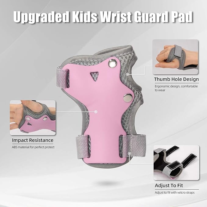 Kids Bike Helmet and Pads Set for Ages 2–14, CPSC Certified Adjustable Helmet with Knee Elbow Wrist Guards, for Skateboard, Scooter, Skating, Rollerblading, Multi-Sport Protective Gear-BubblyBeeBaby