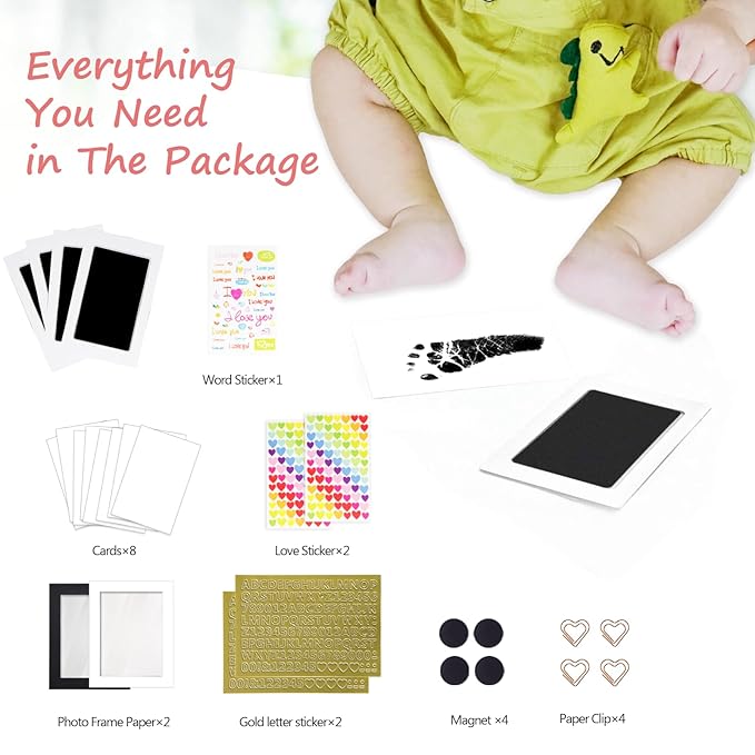 Inkless Baby Hand and Footprint Kit,Clean Touch Ink Pad for Baby Footprint Kit,No Mess Dog Paw Print Kit,DIY Footprint Ink for Baby Keepsake Gifts for Boys and Girls-BubblyBeeBaby