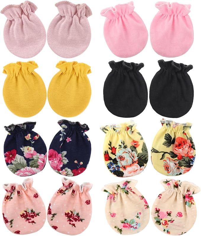 BQUBO Newborn Infant Toddler Mittens No Scratch Cotton Elastic Wrist Gloves Hypoallergenic for 0-6 Months Baby Boys Girls-BubblyBeeBaby